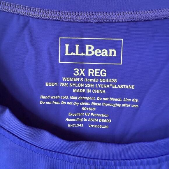 L.L. Bean Jersey Stretch Blue pullover shirt long sleeved size 3X - Picture 2 of 7